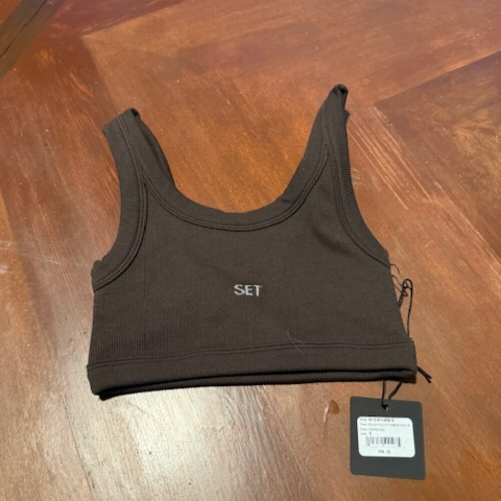 SET ACTIVE Women's SculptFlex Power Racer Bra in Espresso Size S